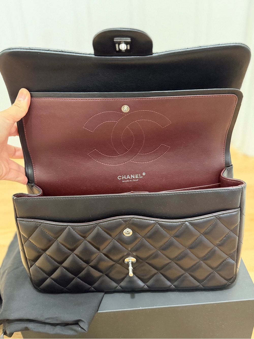 Chanel Lambskin Quilted Maxi Double Flap with Silver Hardware - Picture 9 of 12